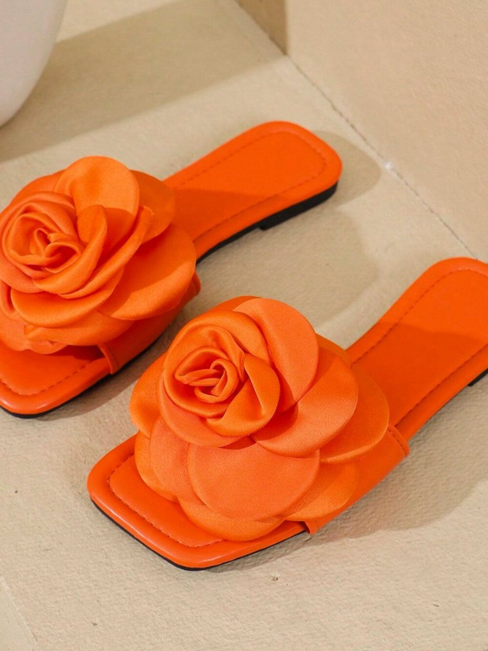 Orange Elegant Women's Floral Open-Toe Sandals - Picture 5 of 5